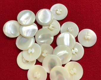 Vintage 40's MOTHER OF PEARL BUTTONS Strung 20 to a Bunch 5 Bunches Available 
