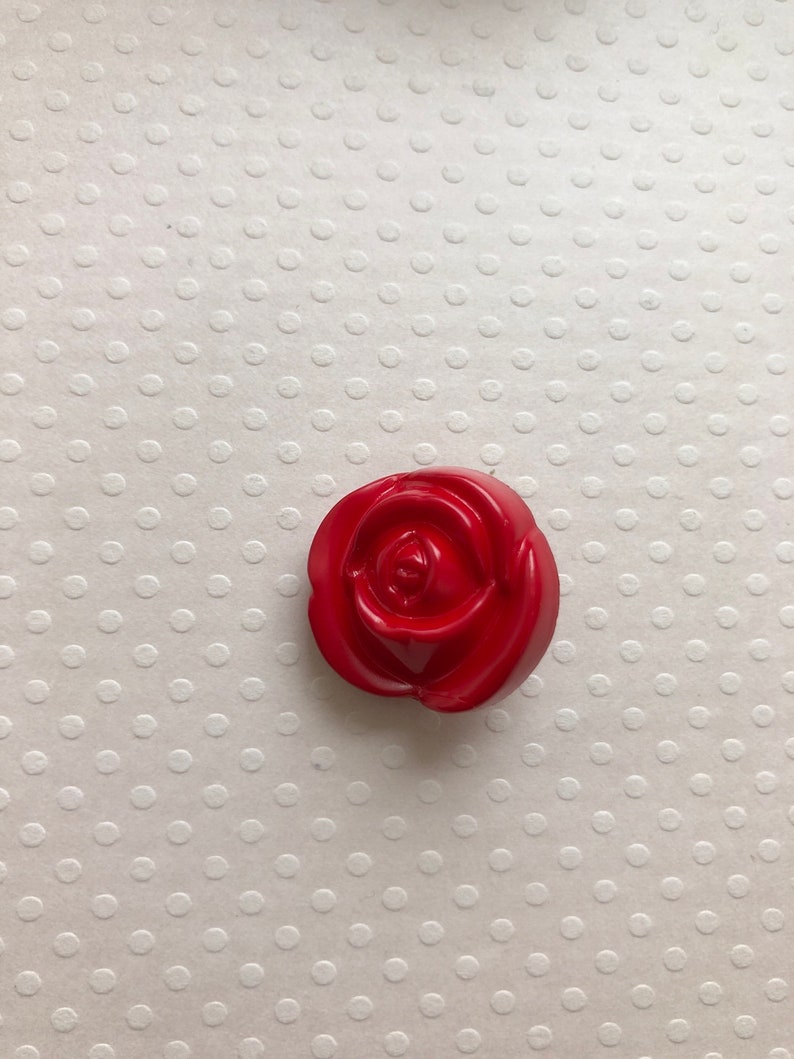 One Package 12 Buttons Red Rose Shaped Vintage Shank image 0