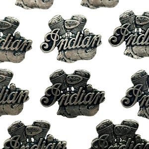 Vintage Indian Motorcycle Emblem: Antique Silver Metal Crest Badge