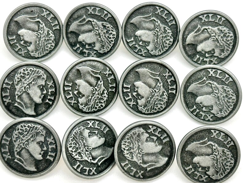 Vintage Roman Coin Shank Buttons: Dutch Silver & Gold, Sewing Embellishments (12 Pcs) image 5