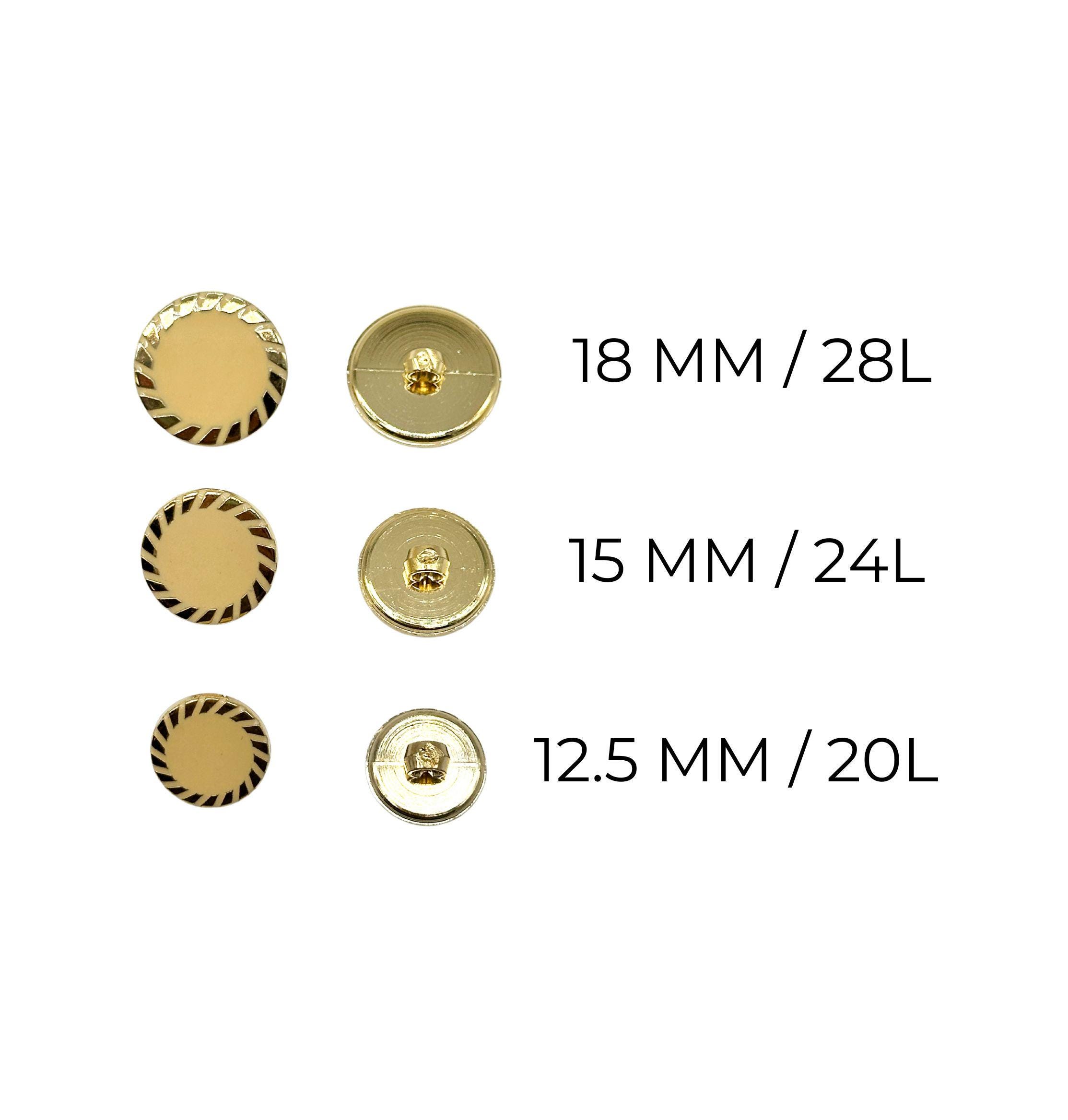 Lot De 12 Boutons Vintage Années 80 - Beige Doré, Pied De 1,5 Cm - Réf. 3024 - Occasion