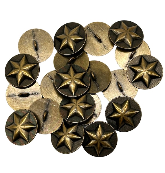 12 Bottoni Vintage In Metallo Lone Star: Forniture Per Cucire In Ottone Anticato - Italia