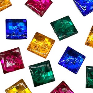 Vintage Square Jewel Buttons: Acrylic Sewing Supplies (Set of 12)