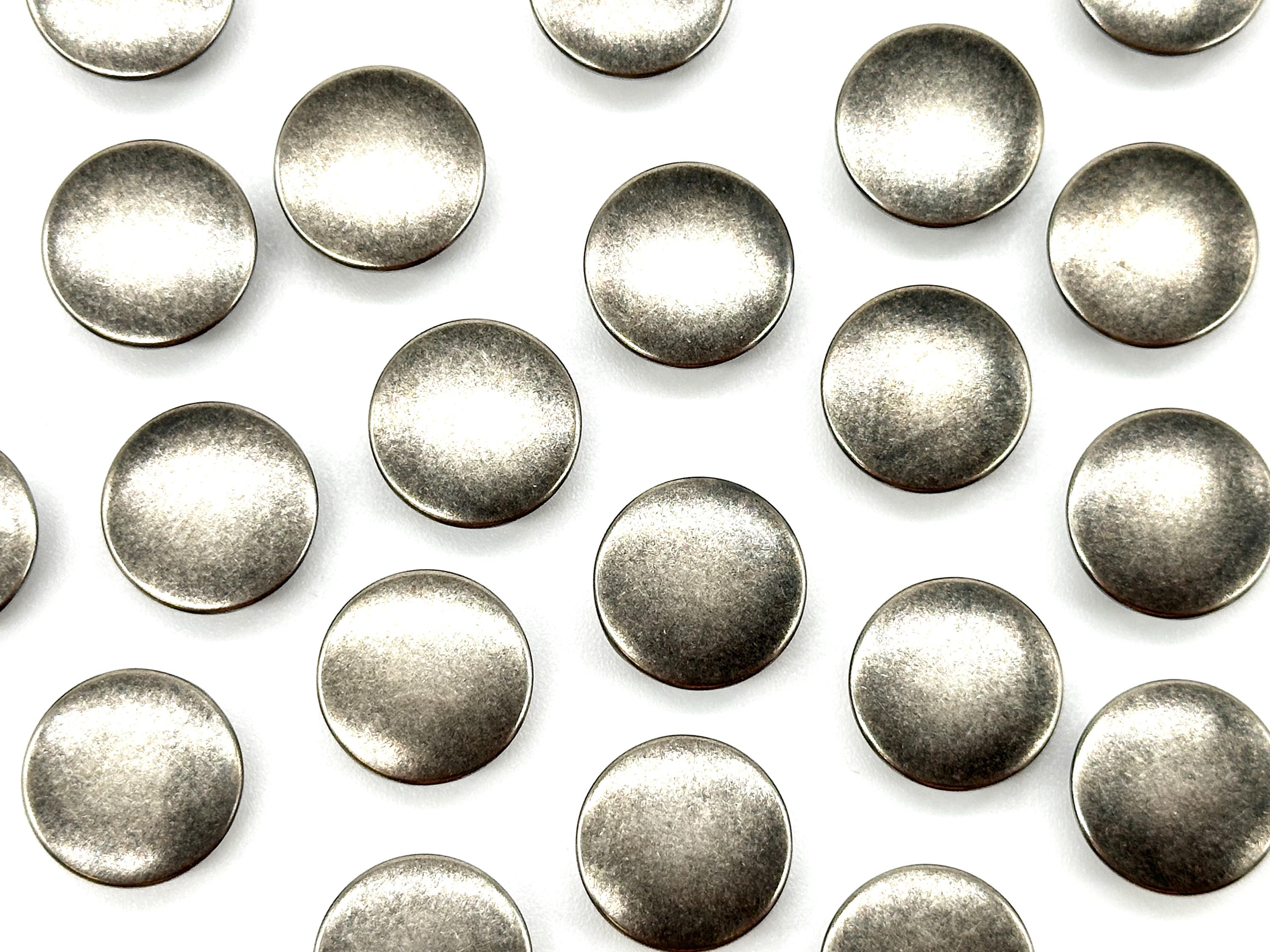 12 Pcs Vintage Gunmetal or Antique Silver Jeans Buttons, 27L