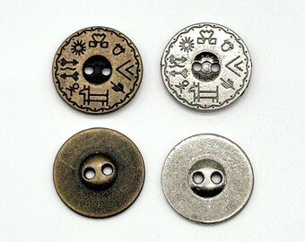 12 Pcs Vintage Egyptian Hieroglyphics 2-hole Buttons