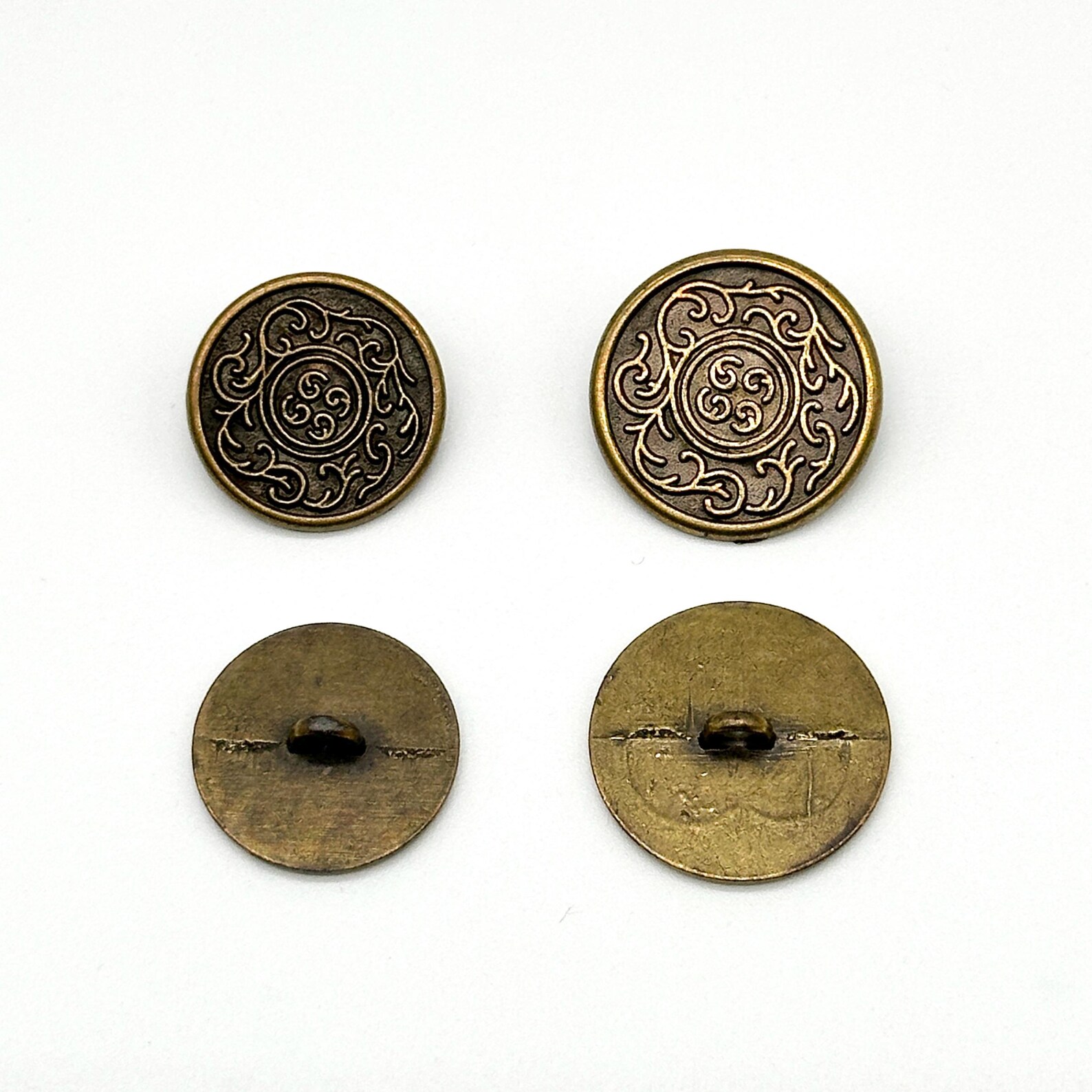 12 Pcs Vintage Antique Brass Shank Buttons: Renaissance Design - Etsy