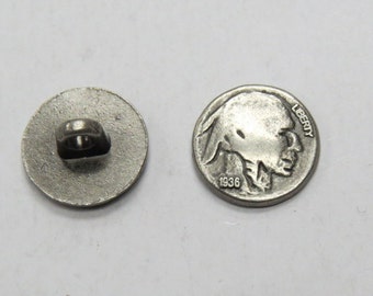 1 Dozen Vintage "Indian Head" Liberty" Metal Shank Buttons - K4900- Ant Nickel in size  20Ligne or 1/2" or 12.5mm