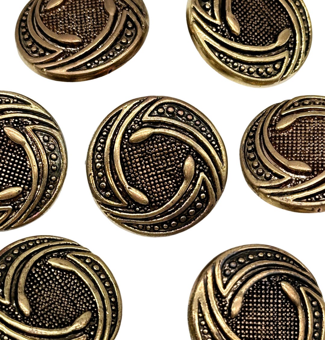 Deco Button 12 Pcs Vintage Shank Buttons Art Deco Mosaic Pattern | Antique Gold Abs ...