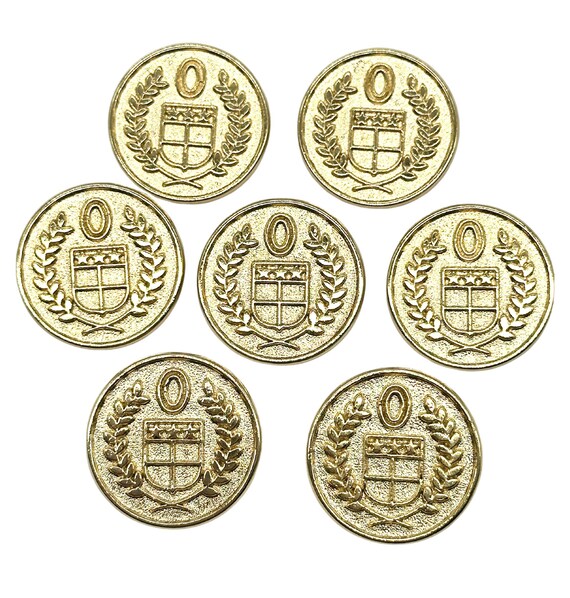 Lot De Boutons Décoratifs Métal Doré Aux Armoiries - Occasion
