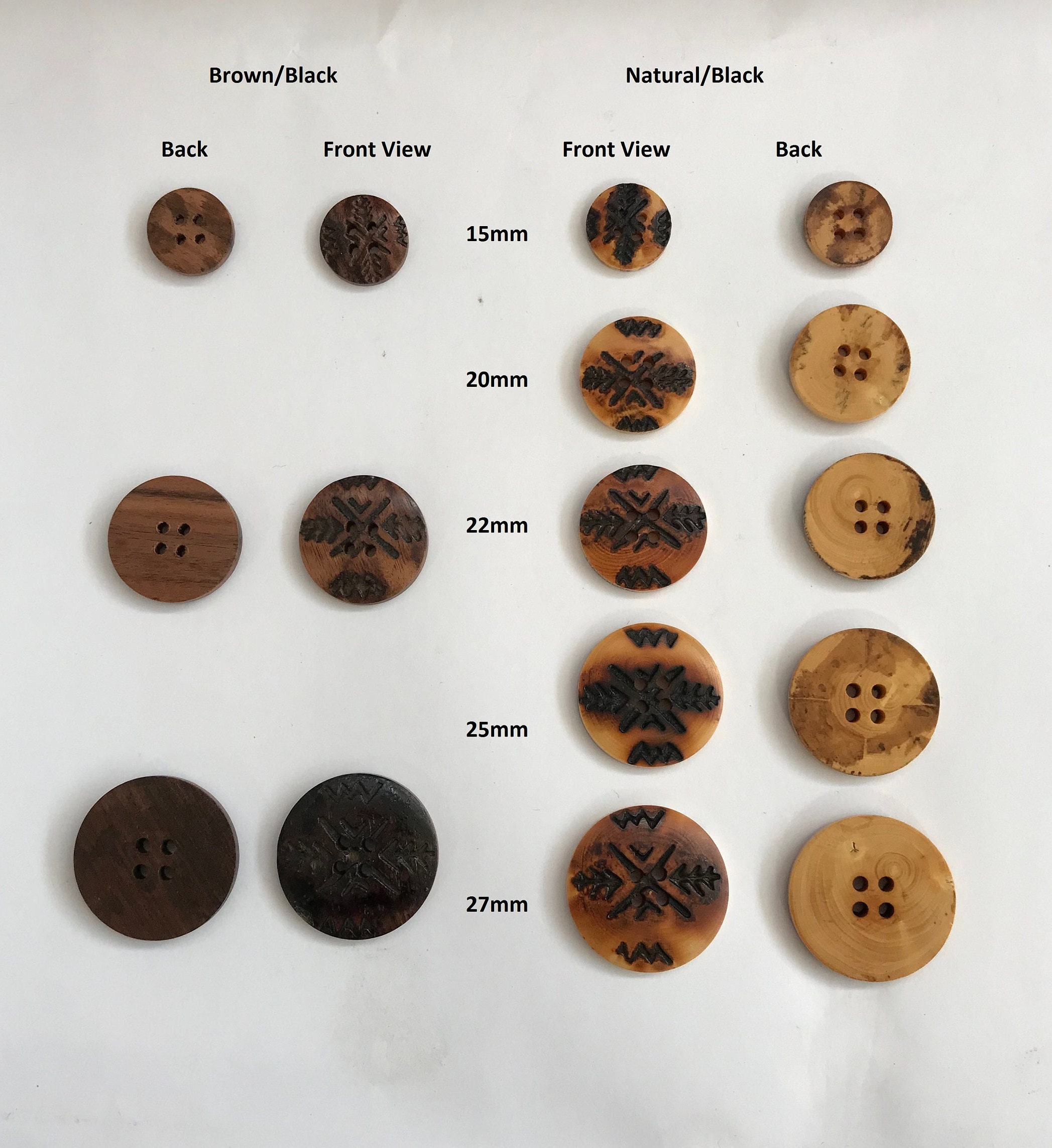 10 Etched Brown Buttons 18mm (3/4) Swirl Design Brown Sewing Buttons for  Knitwear, Clothes and Accessories