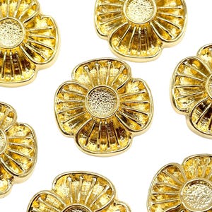 Vintage Gold Flower Buttons: Italian Sewing Supplies (Set of 12)