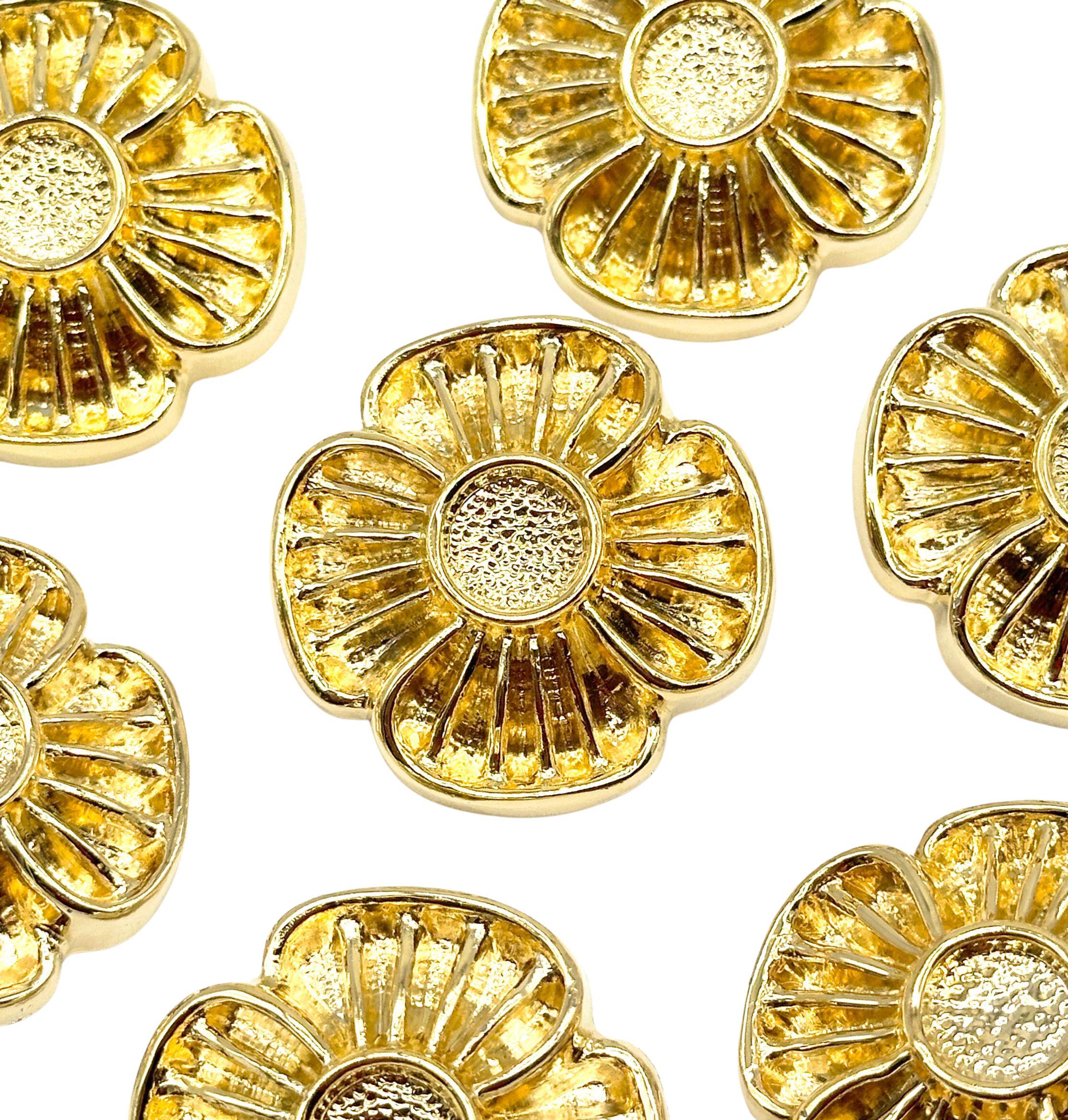 Vintage Gold Flower Buttons: Italian Sewing Supplies (set of 12