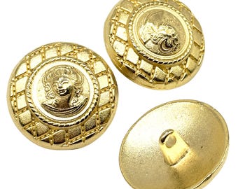 Vintage 'Woman's Power' goldfarbene Metall Ösenknöpfe - 6er Set (23 mm)