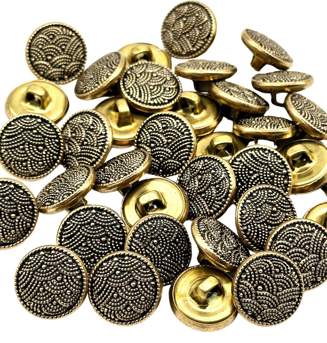Vintage Art Deco Metal Shank Buttons: Antique Gold & Silver, Set of 12 ...