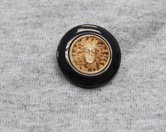 1 Dozen(1 package) "Woman's Power" Head  Vintage  Shank Buttons - C3435 Several Sizes Available.