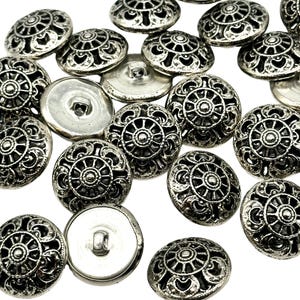 12 Vintage Filigree Shank Buttons | Antique Silver & Gold, Decorative Floral Design | Crafting, Sewing, Clothing Buttons | (Style 6228)
