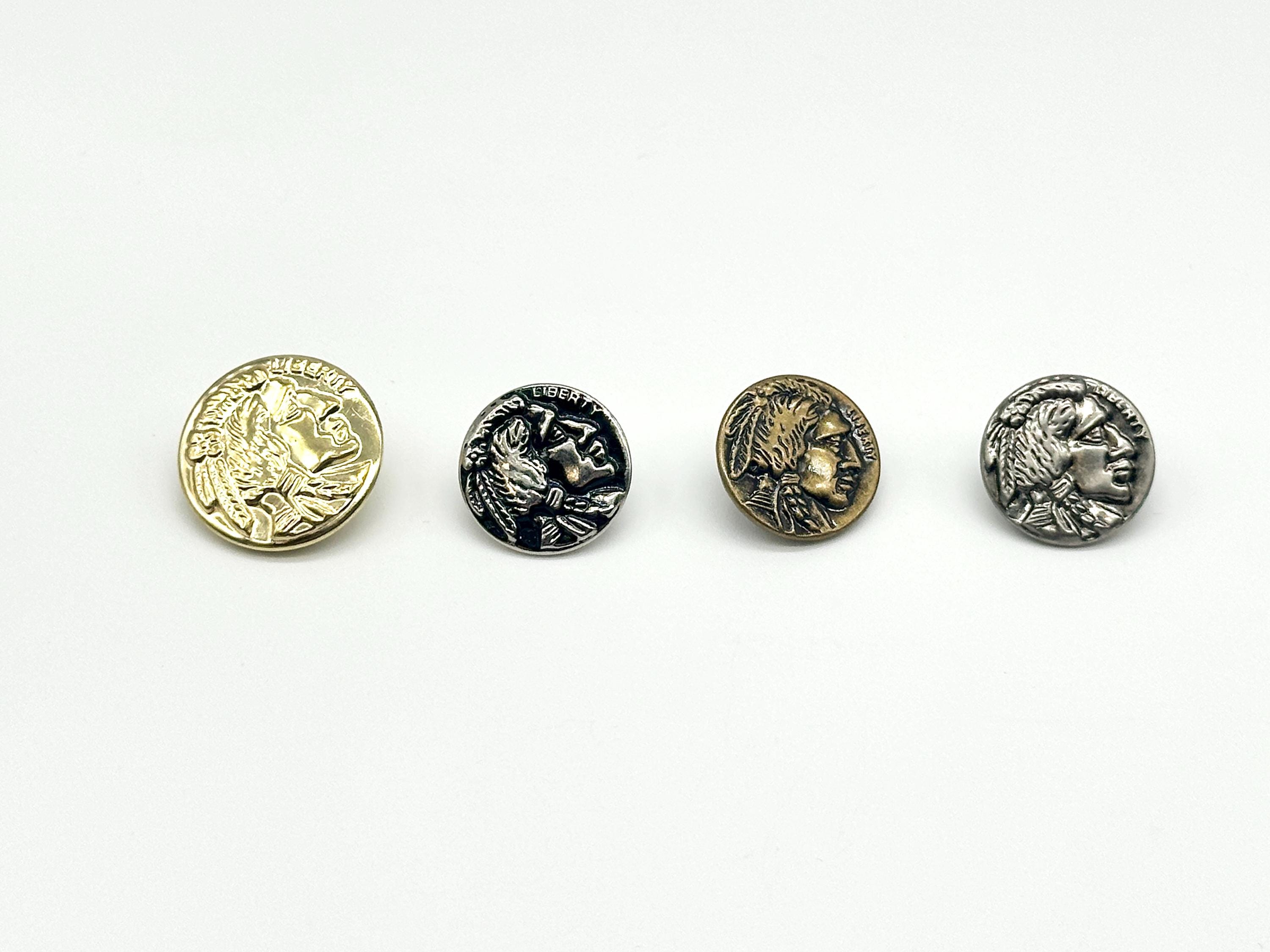 12 Pcs Vintage Indian Head Coin Liberty Shank Buttons