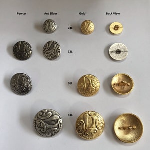 One Package (6 Buttons) Vintage "Abstract Art" Design Casted Metal Shank Buttons-K3661 Availables in various colorways and sizes