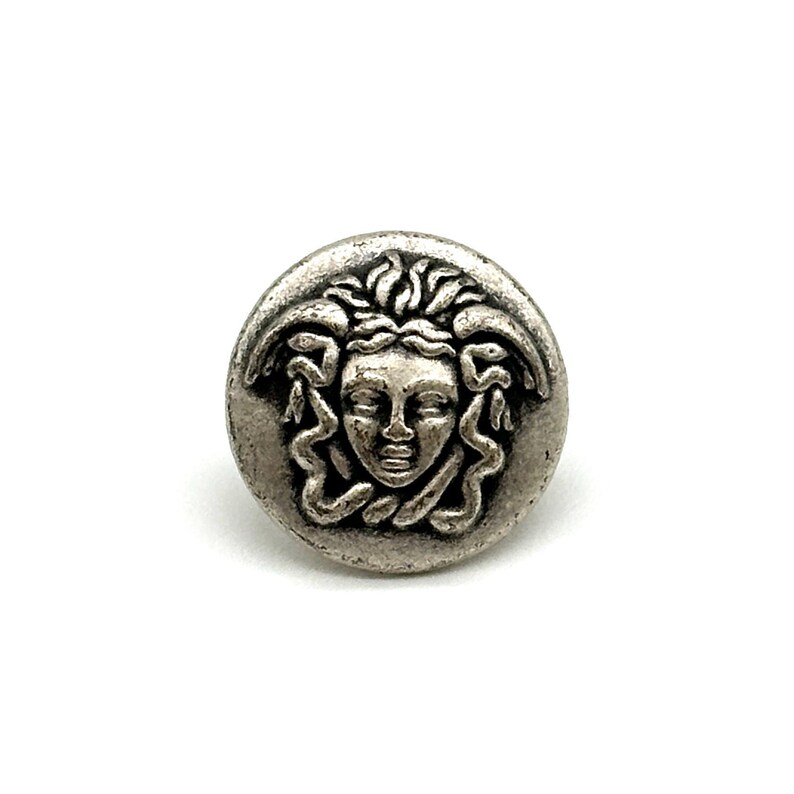 Silver Neck Button Antique Silver Face Shank Buttons: Vintage Italian Metal Buttons (12 ...