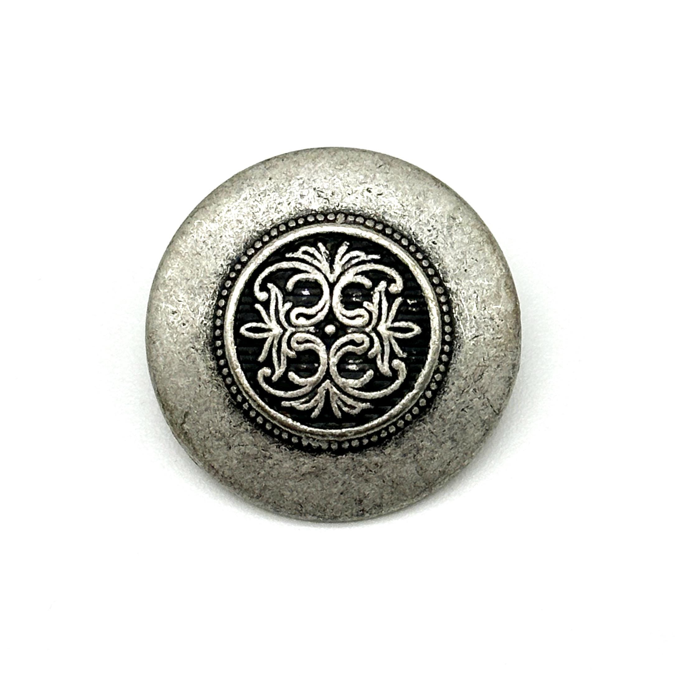 8 Bottoni A Gambo In Metallo Tono Argento 23mm #5941 Per Cucito E Fai Da Te