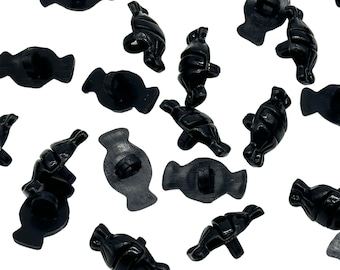 Vintage Black Candy Shank Buttons: 12 Pcs, 15mm Sewing Embellishments