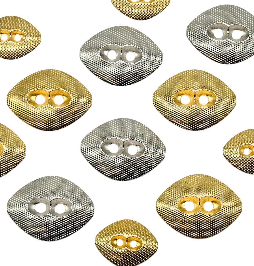 Dial Button Ribbed Vintage Diamond Shank Buttons: Ribbed Gold or Silver, 33mm & 23mm (set ...
