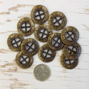 1 Dozen Steampunk Antique Brass or Ant Silver Vintage 4-Hole Buttons K5128 available in many sizes image 3