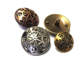 Vintage Faith Hope Love Metal Buttons: Pewter, Brass, Copper - Set of 12