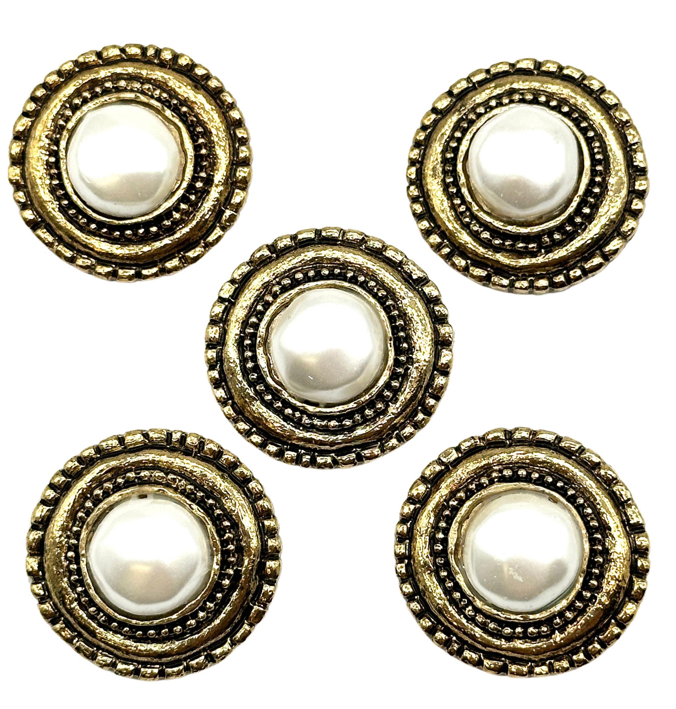 Vintage Antique Gold Buttons With Faux Pearl - Set of 6 - Etsy