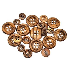 12 Pcs Vintage Burnt Wooden Buttons 1980s | Decorative Wooden Buttons for Sewing | Fashion Buttons for Clothing, Coat, Jacket | (Cap. 3598)