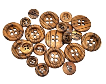 Conjunto de 12 botões vintage de madeira queimada, estilo anos 80 | Decorativos para costura | Botões da moda (Cap. 3598)