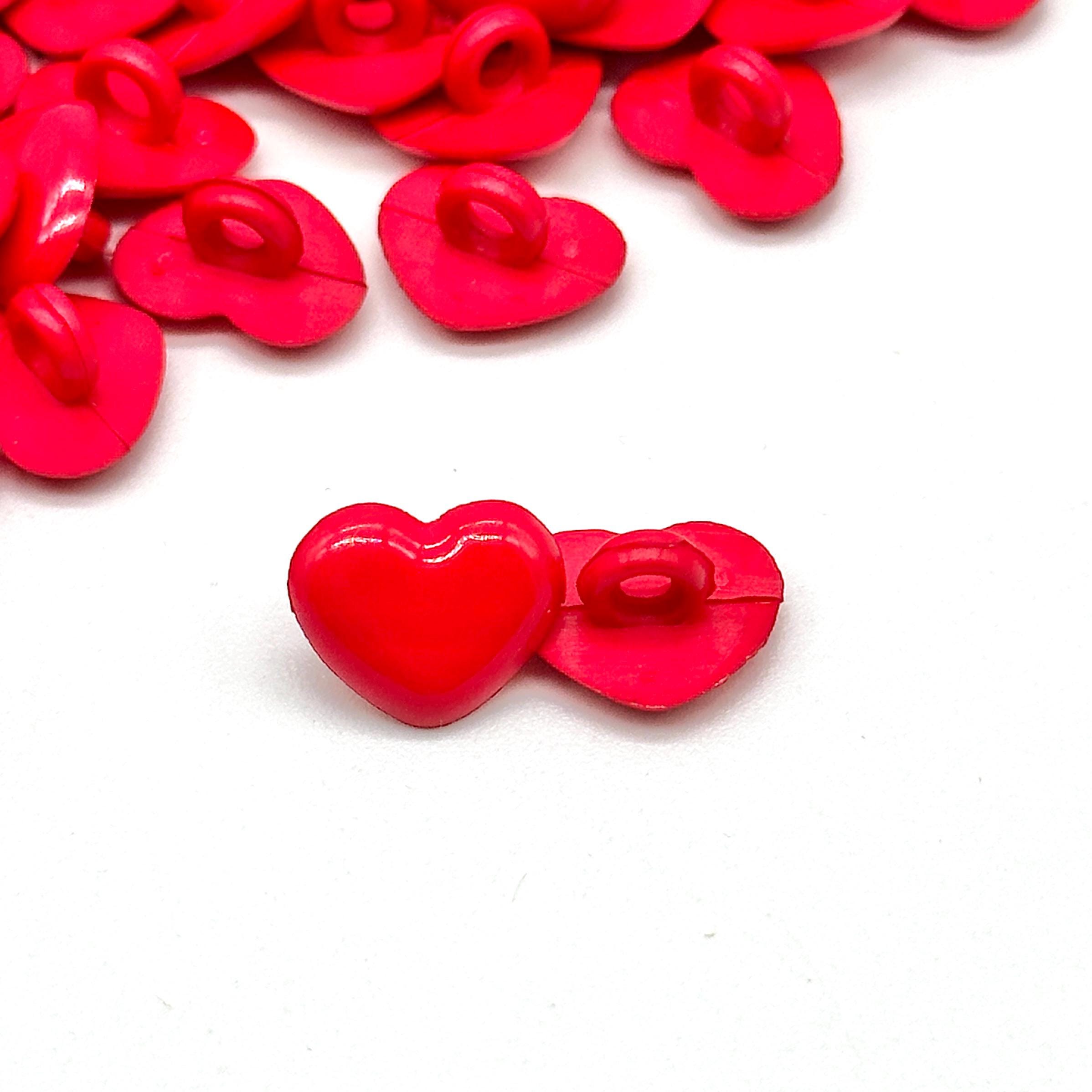 12 Vintage Red Heart Shank Buttons: Italian Nylon Sewing Embellishments ...
