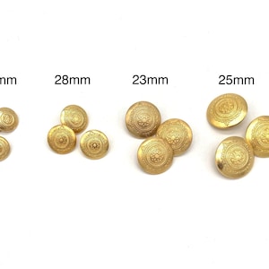 Złote metalowe guziki w stylu art déco: włoski wzór stokrotek – 6 guzików
