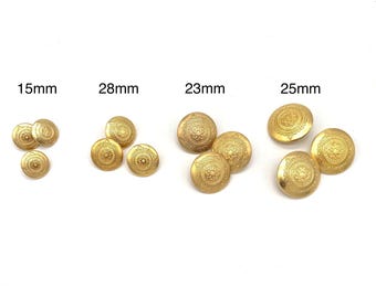 Vintage Art Deco Gold Metal Buttons: Italian Daisy Design - 6 buttons