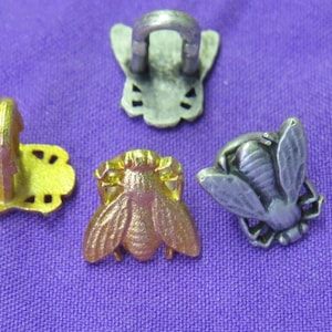 1 Set 12 Pcs Vintage Insect Shaped Metal Shank Buttons K4037 available in various colorways and sizes image 2