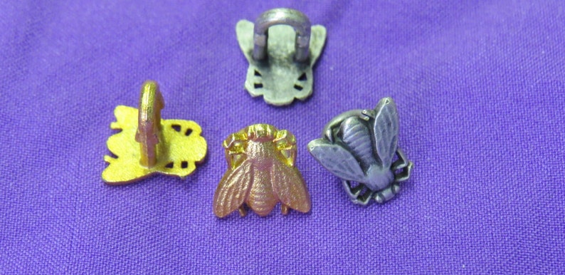 1 Set 12 Pcs Vintage Insect Shaped Metal Shank Buttons K4037 available in various colorways and sizes image 2