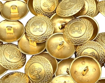 Vintage Ornate Matte Gold Metal Buttons: 23mm Sewing Embellishments (Set of 12)