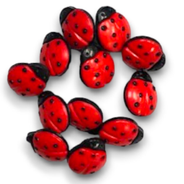 Boutons coccinelle, boutons décoratifs, boutons vintage, boutons créations fantaisie, embellissements de vêtements, jolies fournitures de création, lot de 12