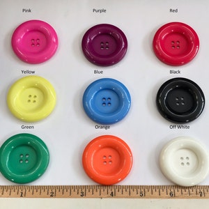 One Package (5 Buttons) Vintage "Big Size" 4 Hole Rim Button from the 1970's and available in 9 colorways - A4903 - Size is 44mm(1 3/4")70L