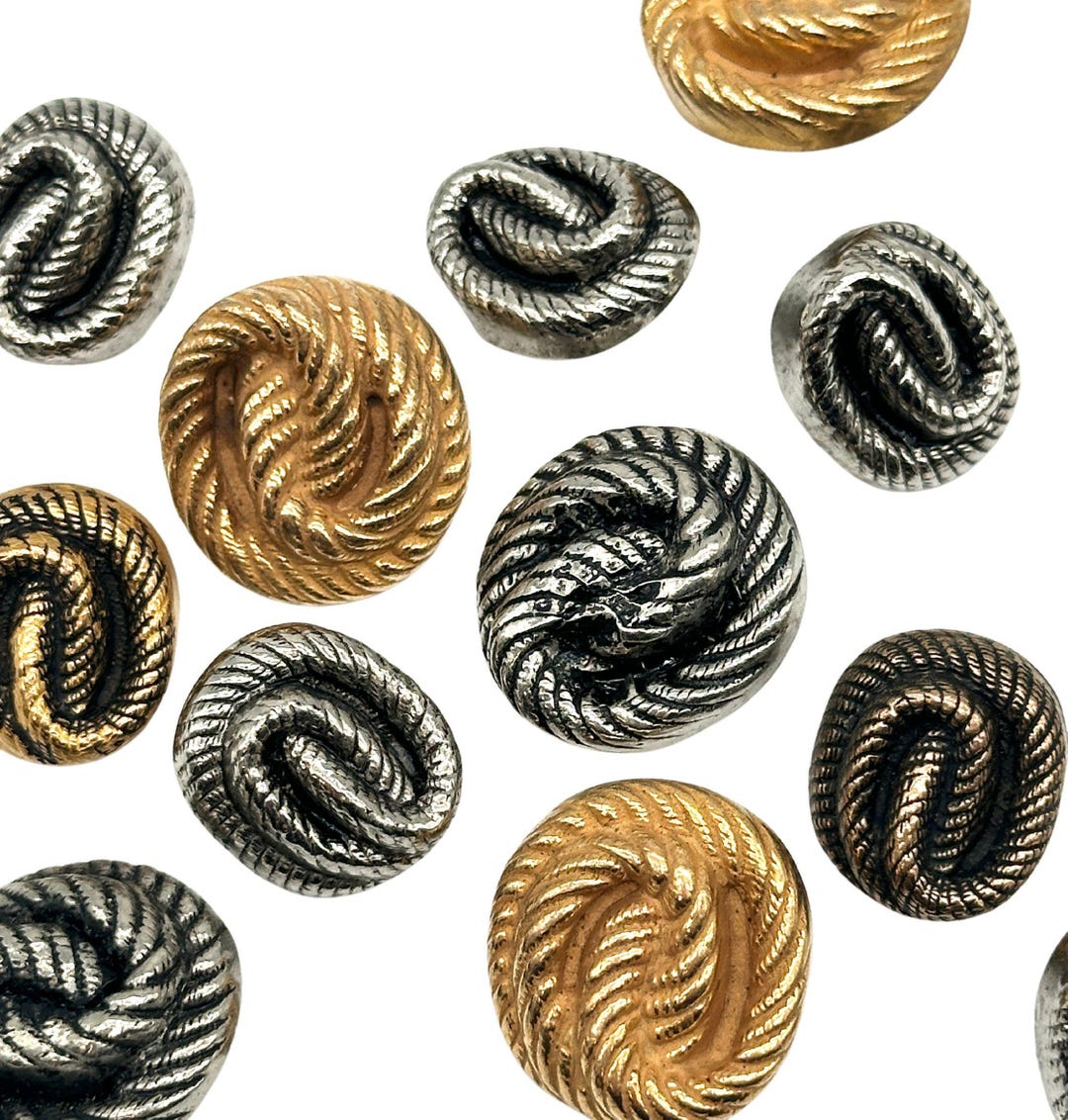 Vintage Coiled Rope Buttons: Antique Gold & Silver, DIY Crafting - 12pc ...