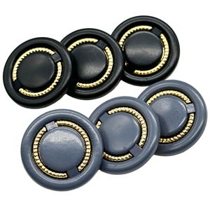 12 vintage nylon knopen: geverfde kleuren met gouden kern (25 mm)