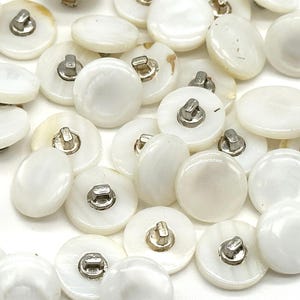 12 Vintage Mother of Pearl Shank Buttons | Pearl Color, Multiple Sizes | Decorative Buttons for Sewing | Fashion Buttons Clothing | (A7982)