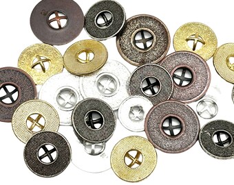 ヴィンテージメタルXカットアウトシャンクボタン：裁縫・手芸用品