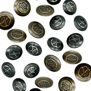 Vintage Battlestar Galactica Buttons: Antique Brass Shank, Set of 12