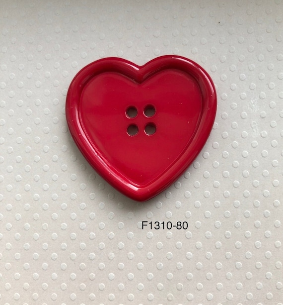 One Package (6 Buttons)Heart Shaped Vintage 4 Hole Buttons. F1310 size is  24L or 15mm or 5/8