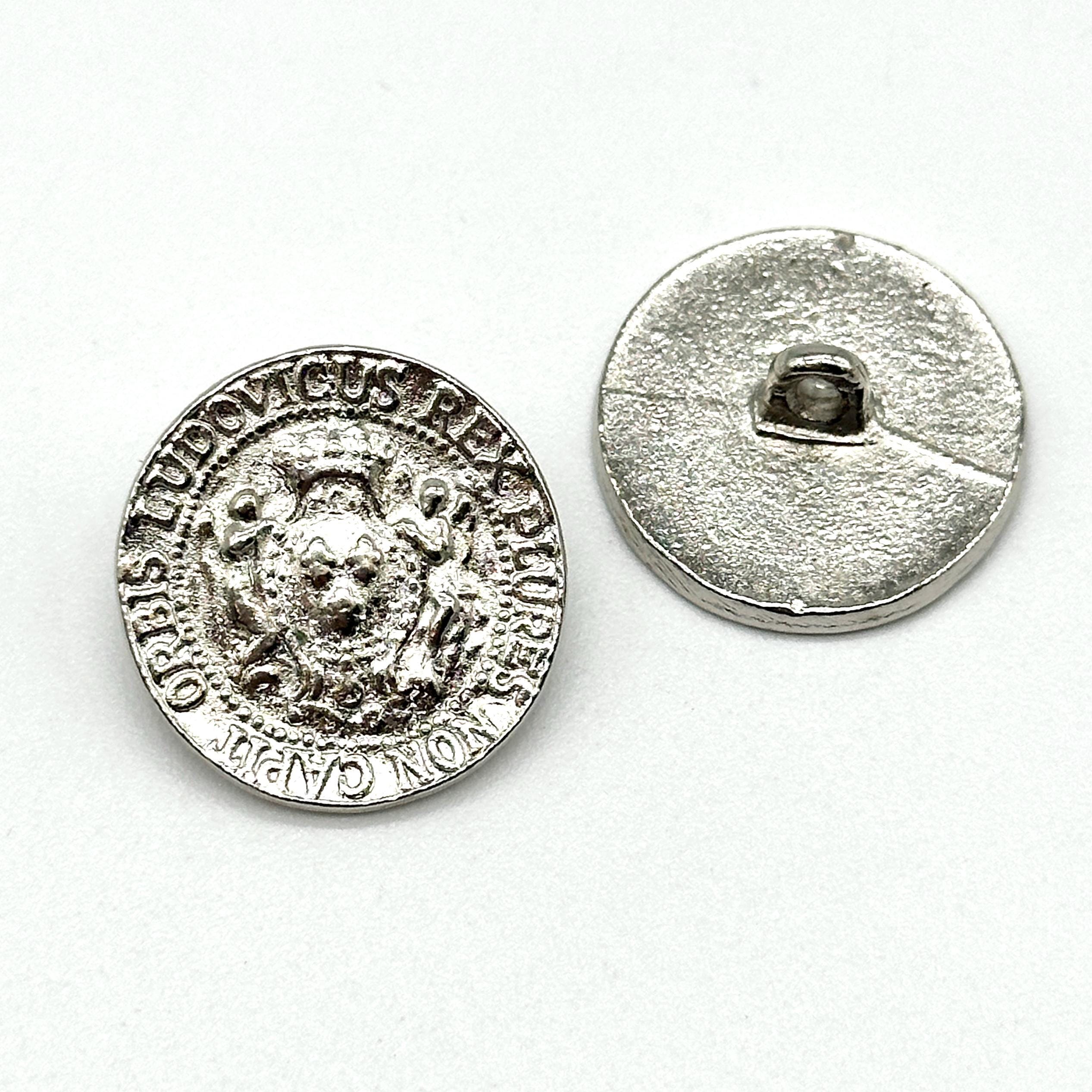 6 Pcs Vintage Orbis Ludovicus Rex Shank Buttons Antique Metal 