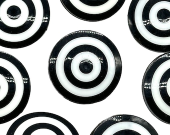 12 Pcs Vintage Black & White Target Nylon Shank Buttons | Decorative Sewing Buttons for Clothing or DIY Craft | Multiple Sizes (C3454)