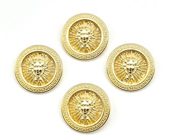 Set of 6 Vintage Gold Metal Woman's Head Shank Buttons