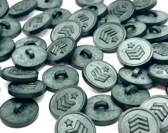 12 Vintage Army Green Chief Warrant Officer Badge Buttons: 1970s Canadian Sewing Supplies (30L)