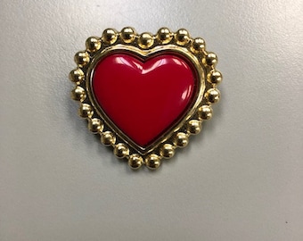 One Package (6 Buttons) Heart Shaped Gold Frame with Black or Red Insert Vintage Shank Buttons.C3073 available in various sizes